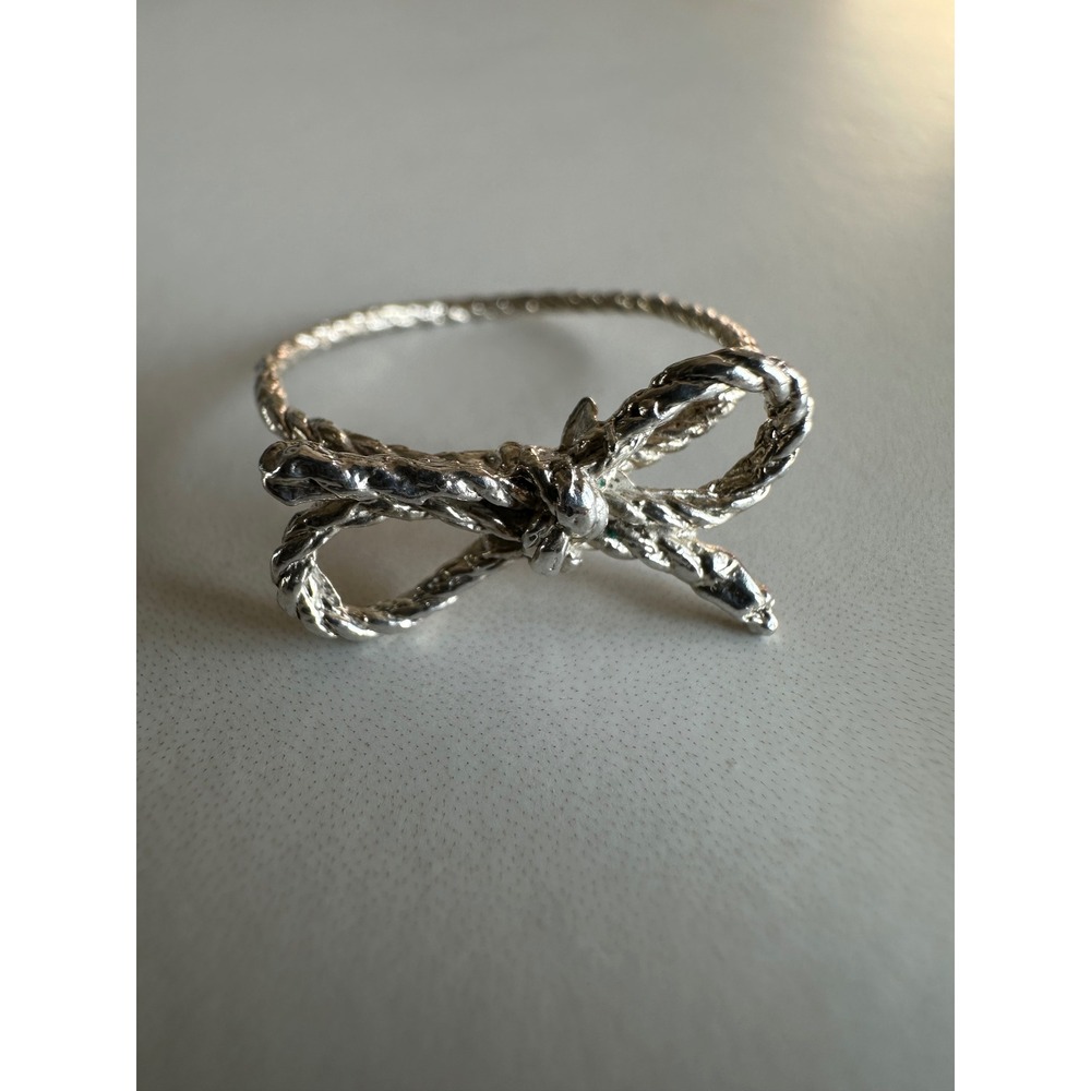 Sterling Silver Twisted Rope Bow Ring Size 6.5 Dainty 925 Band